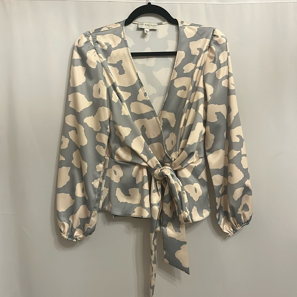 Satin Wrap Top w Abstract Print - ASOS Never Fully Dressed